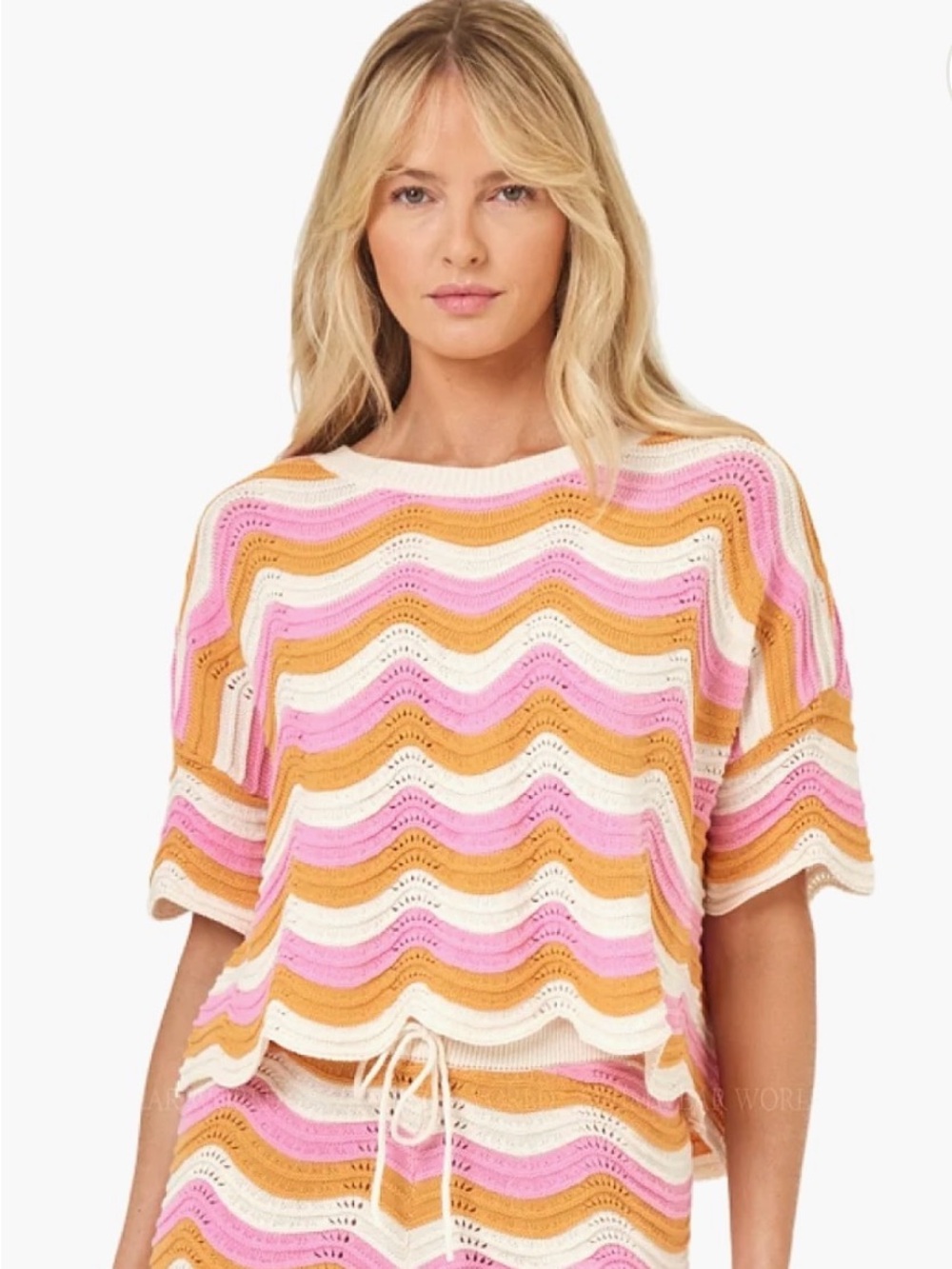 L*SPACE Make Waves Knit Short-Sleeve Top in Catching Sunsets